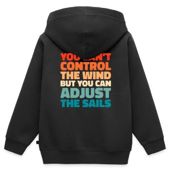 Voile, Voile, Voilier - Sweat Premium à capuche zippé enfant bio - noir - Dos - AI Model Kid Male (0cm)