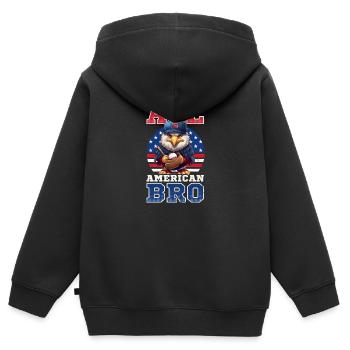 4 juillet Baseball All American Bro Eagle - Sweat Premium à capuche zippé enfant bio - noir - Dos - AI Model Kid Male (0cm)