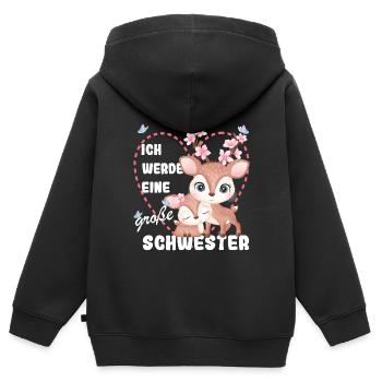 Je vais être une grande sœur en 2025 - Sweat Premium à capuche zippé enfant bio - noir - Dos - AI Model Kid Male (0cm)