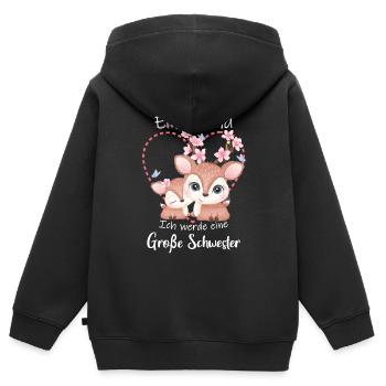 Je vais être une grande sœur en 2025 - Sweat Premium à capuche zippé enfant bio - noir - Dos - AI Model Kid Male (0cm)