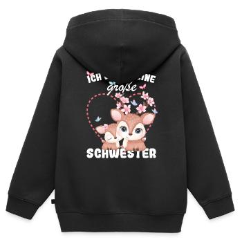 Je vais être une grande sœur en 2025 - Sweat Premium à capuche zippé enfant bio - noir - Dos - AI Model Kid Male (0cm)