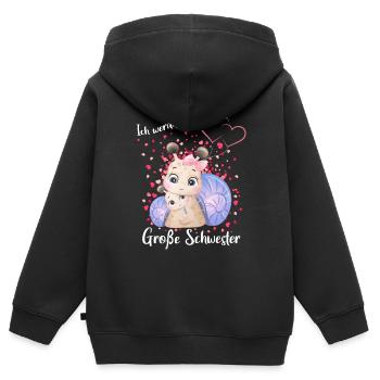 Je vais être une grande sœur en 2025 - Sweat Premium à capuche zippé enfant bio - noir - Dos - AI Model Kid Male (0cm)