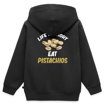 La vie est courte, mange-toi - Sweat Premium à capuche zippé enfant bio - noir - Dos - AI Model Kid Male (0cm)
