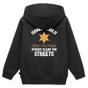 Einige Mädchen Putzen Das Haus, Andere Putzen Die - Kinder Premium Organic Zip Hoodie - Schwarz - Hinten - AI Model Kid Male (0cm)