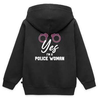 Ja, Ich Bin Eine Polizistin, Polizei, - Kinder Premium Organic Zip Hoodie - Schwarz - Hinten - AI Model Kid Male (0cm)