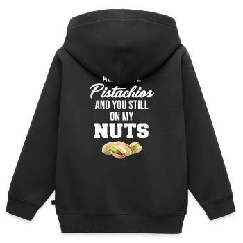 Toutes ces pistaches et tu es toujours sur mon - Sweat Premium à capuche zippé enfant bio - noir - Dos - AI Model Kid Male (0cm)