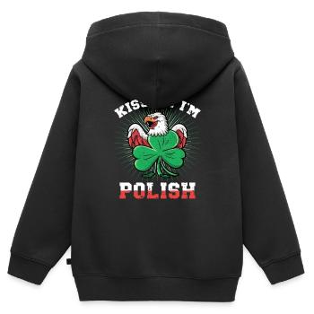 Poland Polish Kiss Me In Polish St Patricks Day - Kids Premium Organic Zip-up Hoodie - black - Back - AI Model Kid Male (0cm)