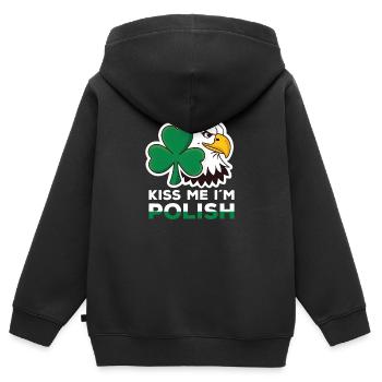 Kiss Me Im Polish Polnisch St Patricks Day Polen - Kinder Premium Organic Zip Hoodie - Schwarz - Hinten - AI Model Kid Male (0cm)