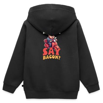 Speck Jemand sagt Speck - Kinder Premium Organic Zip Hoodie - Schwarz - Hinten - AI Model Kid Male (0cm)
