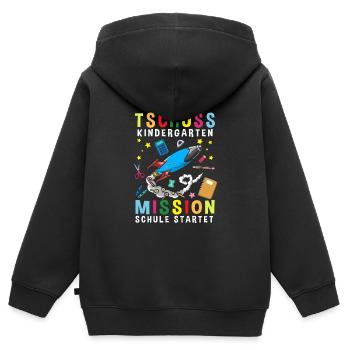 Bye Bye Kindergarten Mission School Starts - Kids Premium Organic Zip-up Hoodie - black - Back - AI Model Kid Male (0cm)