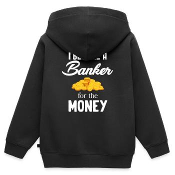 I became a banker for the money mortgage broker - Kids Premium Organic Zip-up Hoodie - black - Back - AI Model Kid Male (0cm)