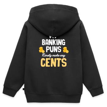 Meine Bank-wortspiele Machen Selten Einen Cent - Kinder Premium Organic Zip Hoodie - Schwarz - Hinten - AI Model Kid Male (0cm)