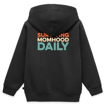 Maman Maman - Sweat Premium à capuche zippé enfant bio - noir - Dos - AI Model Kid Male (0cm)