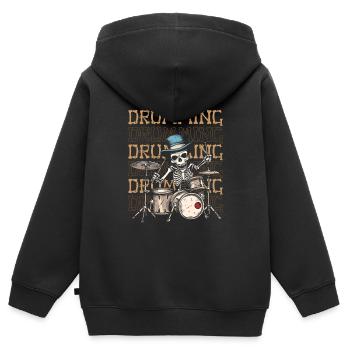 Batterie Batteur Batteur - Sweat Premium à capuche zippé enfant bio - noir - Dos - AI Model Kid Male (0cm)