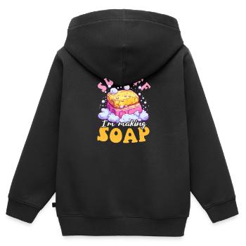 Seife machen Sud Aus Ich mache Seife - Kinder Premium Organic Zip Hoodie - Schwarz - Hinten - AI Model Kid Male (0cm)