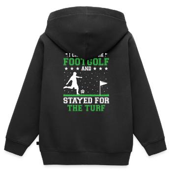 Footgolf Joueur Foot Golf Jouer Footgolfers Foot - Sweat Premium à capuche zippé enfant bio - noir - Dos - AI Model Kid Male (0cm)