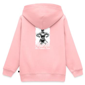 Weibliche Bodybuilderin Schönheit jenseits der Muskeln - Kinder Premium Organic Zip Hoodie - Rosa - Hinten - AI Model Kid Female (0cm)