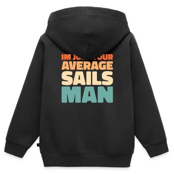 Voile, Voile, Voilier - Sweat Premium à capuche zippé enfant bio - noir - Dos - AI Model Kid Male (0cm)