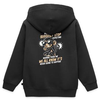 Affe - Kinder Premium Organic Zip Hoodie - Schwarz - Hinten - AI Model Kid Male (0cm)