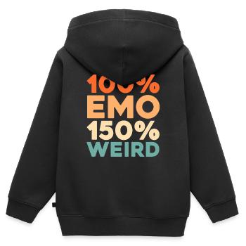 Emo Gothique - Sweat Premium à capuche zippé enfant bio - noir - Dos - AI Model Kid Male (0cm)