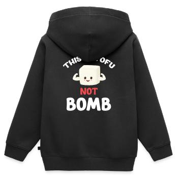 C’est du tofu, pas du tempeh bombé, asiatique - Sweat Premium à capuche zippé enfant bio - noir - Dos - AI Model Kid Male (0cm)