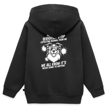 Border Collie - Kinder Premium Organic Zip Hoodie - Schwarz - Hinten - AI Model Kid Male (0cm)