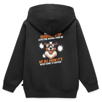 Border Collie - Kinder Premium Organic Zip Hoodie - Schwarz - Hinten - AI Model Kid Male (0cm)