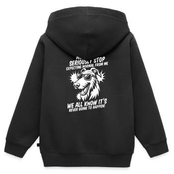 Lévrier irlandais - Sweat Premium à capuche zippé enfant bio - noir - Dos - AI Model Kid Male (0cm)