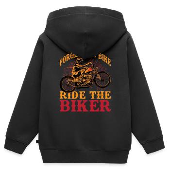 Vergesse dein Motorrad fahr mit mir Motorrad - Kinder Premium Organic Zip Hoodie - Schwarz - Hinten - AI Model Kid Male (0cm)