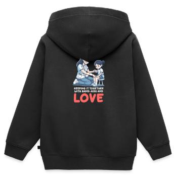 Maman infirmière gardant ensemble des pansements et de l’amour - Sweat Premium à capuche zippé enfant bio - noir - Dos - AI Model Kid Male (0cm)