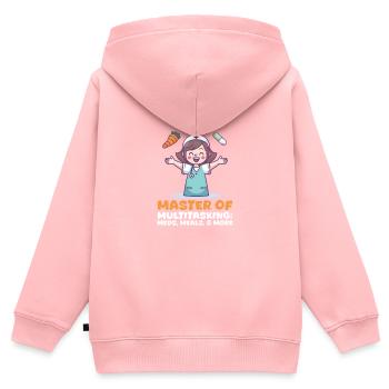 Krankenschwester Mama Medikamente, Mahlzeiten & mehr - Kinder Premium Organic Zip Hoodie - Rosa - Hinten - AI Model Kid Female (0cm)