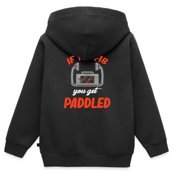 Wenn Sie Schwindeln, Werden Sie Gepaddelt. - Kinder Premium Organic Zip Hoodie - Schwarz - Hinten - AI Model Kid Male (0cm)