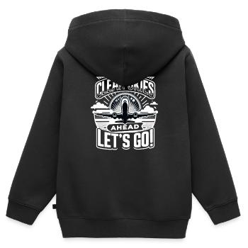 Air Traffic Controller Aircraft Flight Service - Kinder Premium Organic Zip Hoodie - Schwarz - Hinten - AI Model Kid Male (0cm)