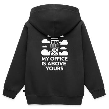Air Traffic Controller Aircraft Flight Service - Kinder Premium Organic Zip Hoodie - Schwarz - Hinten - AI Model Kid Male (0cm)