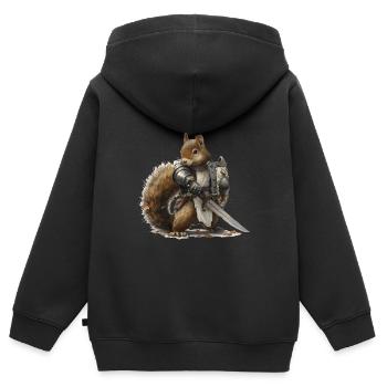 Eichhörnchen Ritter Mittelalter - Kinder Premium Organic Zip Hoodie - Schwarz - Hinten - AI Model Kid Male (0cm)