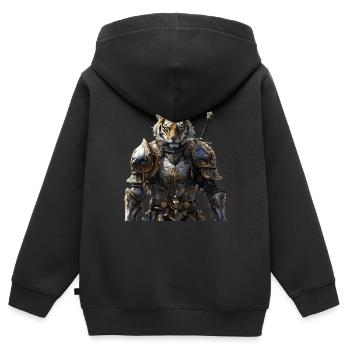 Tiger Knight Moyen Âge - Sweat Premium à capuche zippé enfant bio - noir - Dos - AI Model Kid Male (0cm)