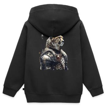 Gepard Ritter Mittelalter - Kinder Premium Organic Zip Hoodie - Schwarz - Hinten - AI Model Kid Male (0cm)