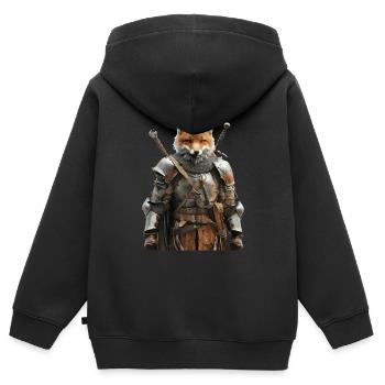 Fox Knight Moyen Âge - Sweat Premium à capuche zippé enfant bio - noir - Dos - AI Model Kid Male (0cm)