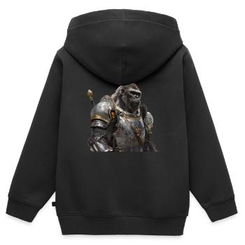 Gorilla Knight Médiéval - Sweat Premium à capuche zippé enfant bio - noir - Dos - AI Model Kid Male (0cm)