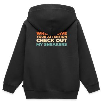 Sneakers Découvrez mes sneakers - Sweat Premium à capuche zippé enfant bio - noir - Dos - AI Model Kid Male (0cm)