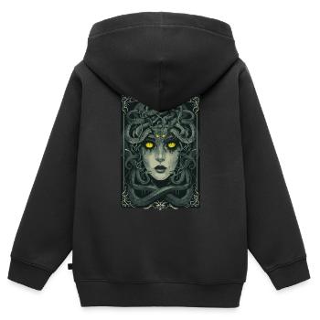 Tarot Méduse - Sweat Premium à capuche zippé enfant bio - noir - Dos - AI Model Kid Male (0cm)