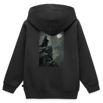 Le Tarot de l’Ermite - Sweat Premium à capuche zippé enfant bio - noir - Dos - AI Model Kid Male (0cm)