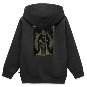 Le Tarot Hiérophante - Sweat Premium à capuche zippé enfant bio - noir - Dos - AI Model Kid Male (0cm)