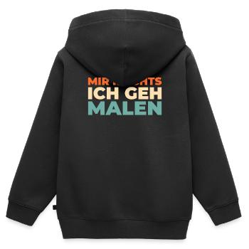 Peintre, vernisseur, j’en ai assez, je vais peindre - Sweat Premium à capuche zippé enfant bio - noir - Dos - AI Model Kid Male (0cm)