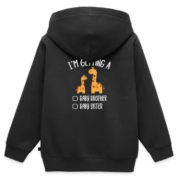 I'm Getting A Baby Brother Baby Sister Giraffe - Kinder Premium Organic Zip Hoodie - Schwarz - Hinten - AI Model Kid Male (0cm)