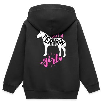 Nur ein Percheron-Mädchen | Pferderasse Frauen Tochter - Kinder Premium Organic Zip Hoodie - Schwarz - Hinten - AI Model Kid Male (0cm)
