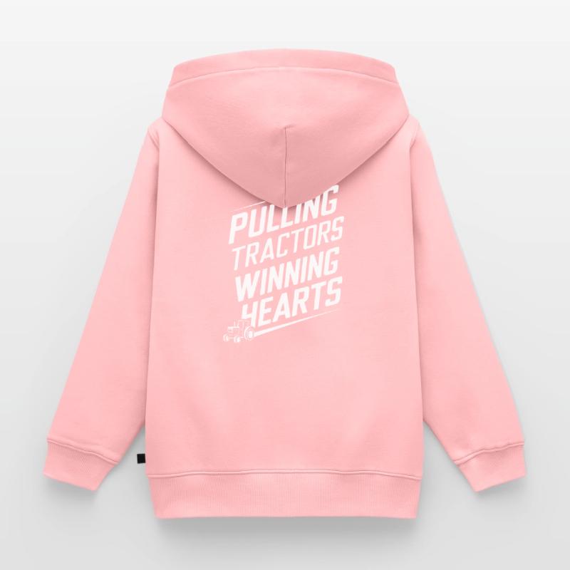 Tractor Pulling Tractor Pulling Tractor Power Farm Kids Premium Organic Zip-up Hoodie