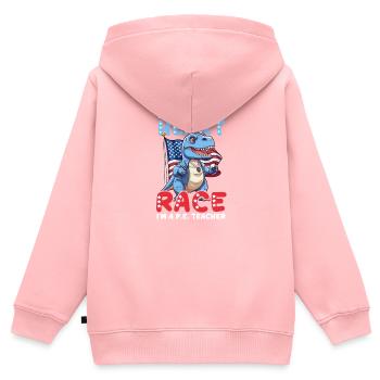 4. Juli Sportlehrer machen Herzrennen-Dinosaurier - Kinder Premium Organic Zip Hoodie - Rosa - Hinten - AI Model Kid Female (0cm)