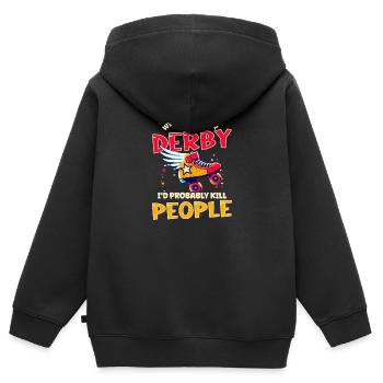 Roller Derby sans Roller Derby People - Sweat Premium à capuche zippé enfant bio - noir - Dos - AI Model Kid Male (0cm)