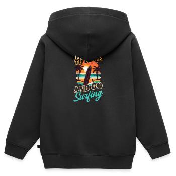 Surfer wollen Urlaub gehen Surfen - Kinder Premium Organic Zip Hoodie - Schwarz - Hinten - AI Model Kid Male (0cm)